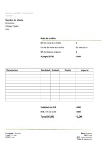 Modelo de nota de crédito