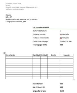 Modelo de factura proforma